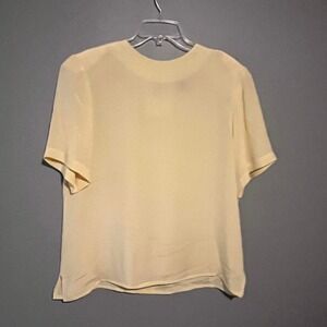 Preston & York Womens Silk Top Size 14 Yellow Career Office Work Business Formal